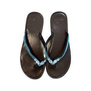 Hollister brown teal jeweled Sandals size 8